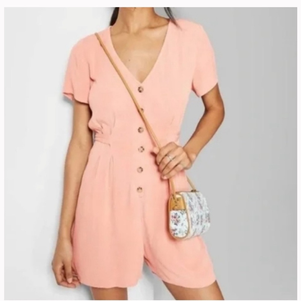 Pink Button-Down romper - Picture 3 of 3
